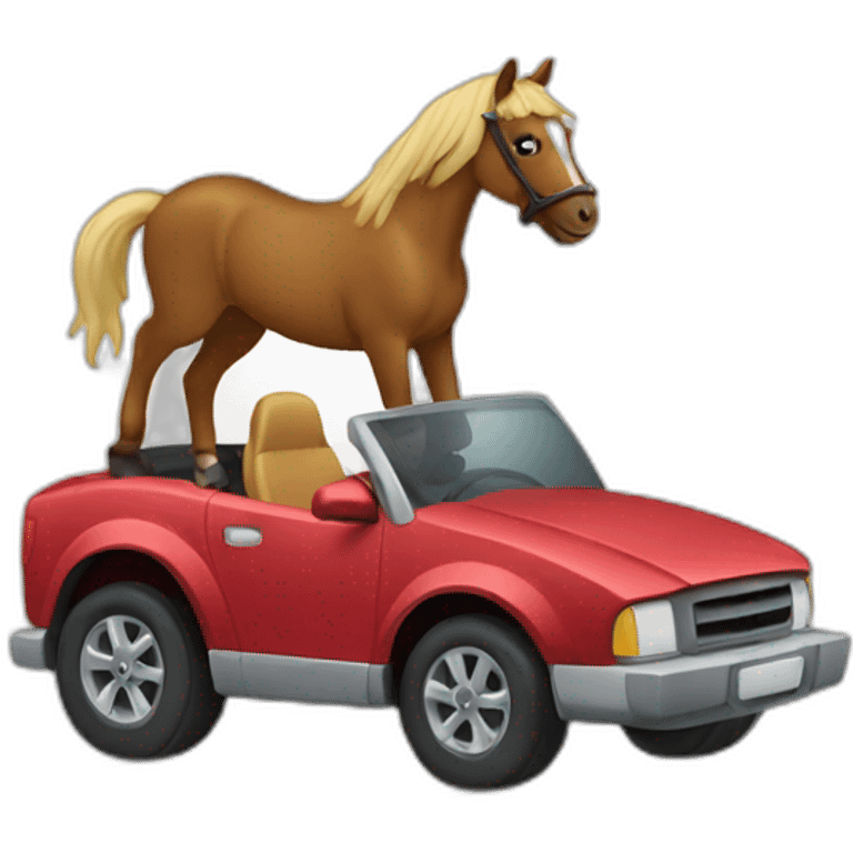 A horse driving a car emoji