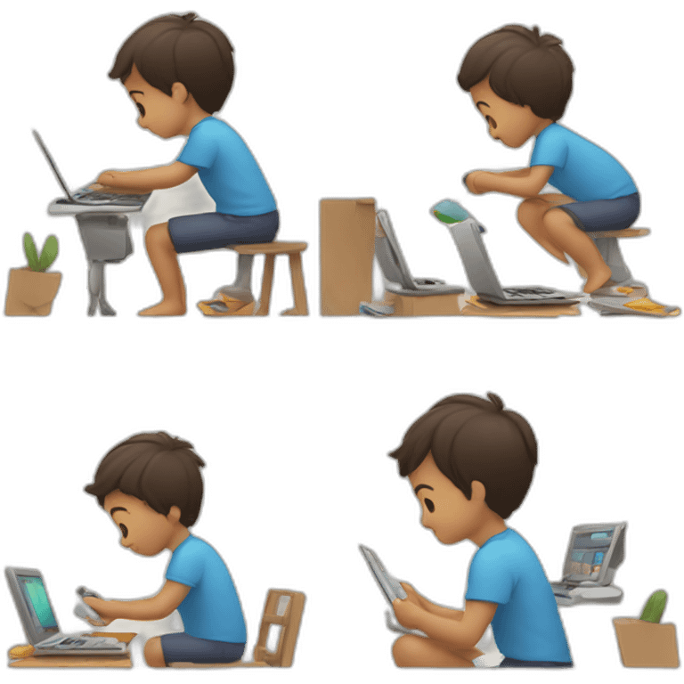 kid multitasking with 2 things at once emoji