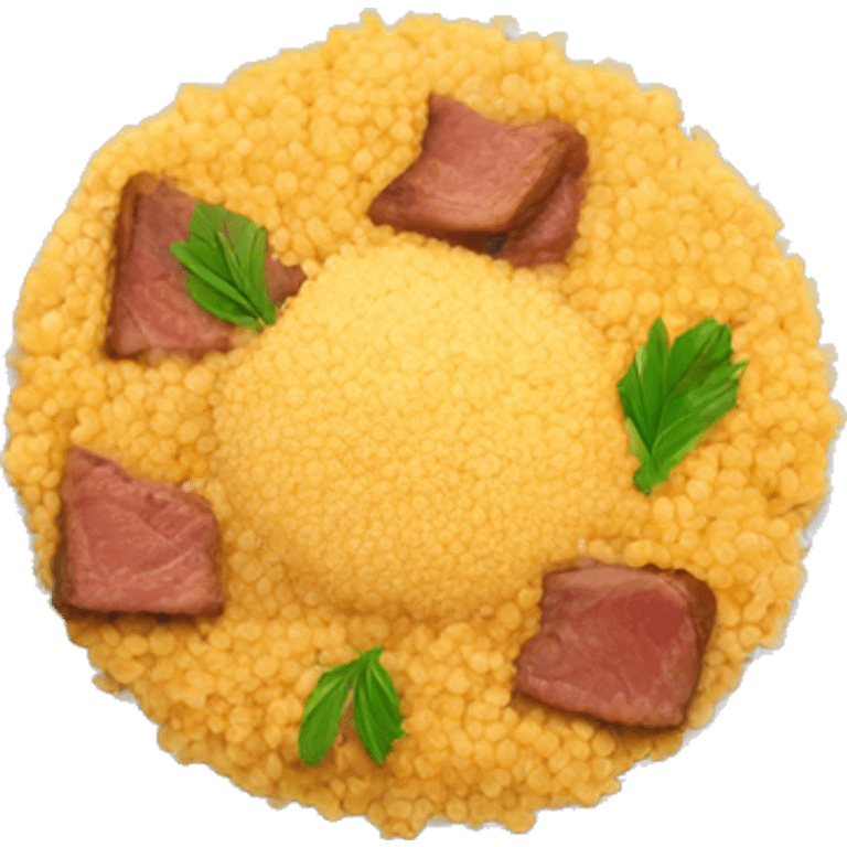 plate of Meal of couscous with meat top view emoji