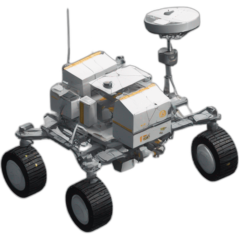 Yutu rover, four-wheeled, small satellite Antenna equiped，two robotic Arms equiped，isometric emoji