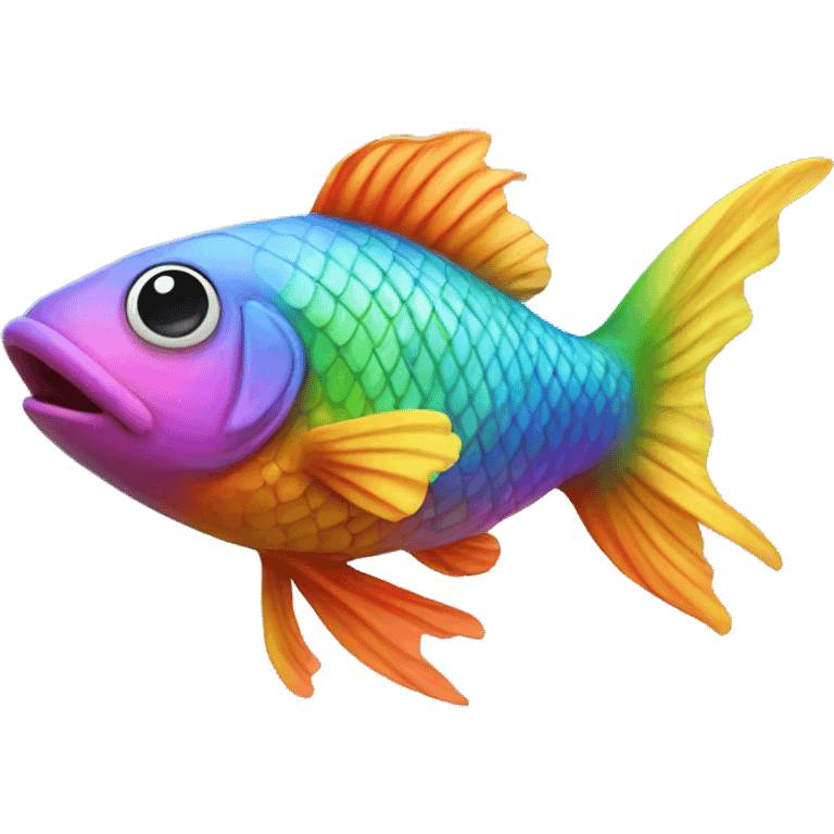 Flying rainbow coloured fish emoji