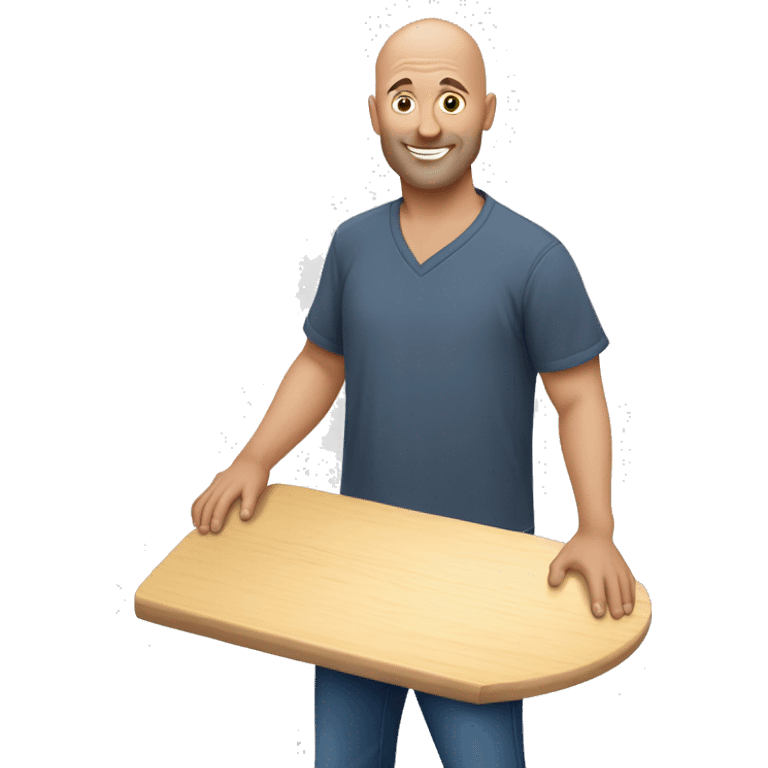 Bald Caucasian man holding cornhole board emoji