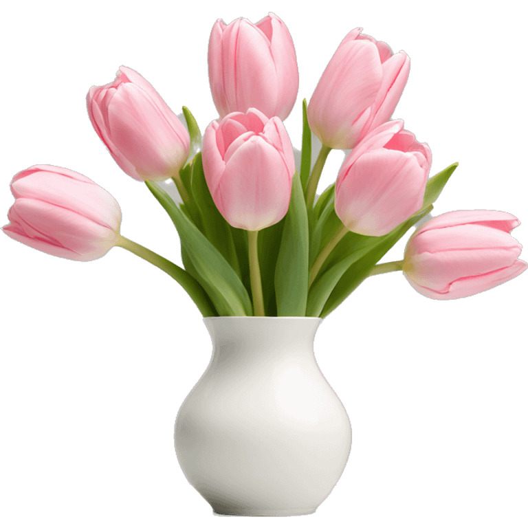 Light pink tulips in white vase emoji