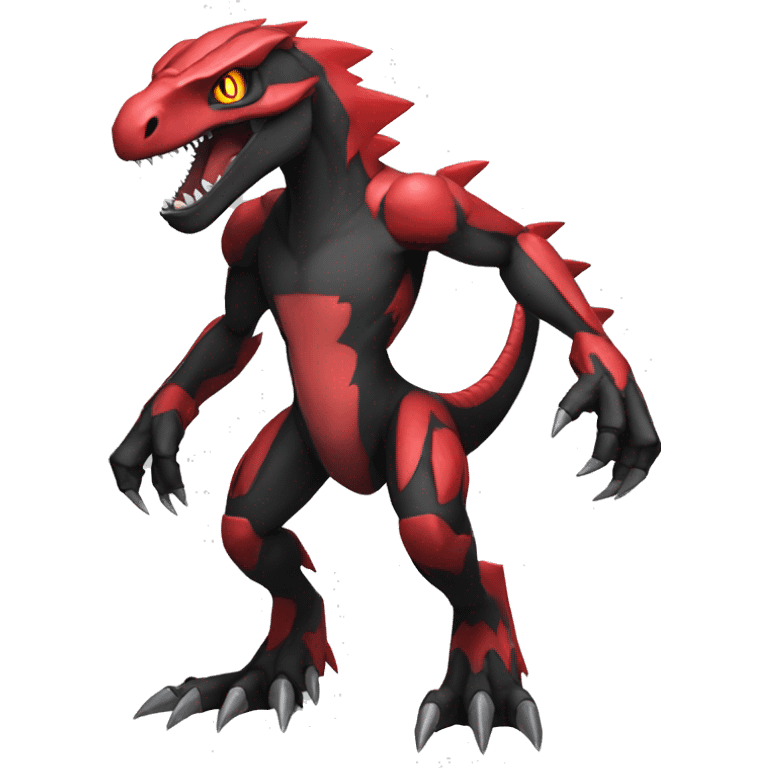  Cool Edgy Black Red Digimon-Fakemon-Guilmon-Velociraptor full body emoji