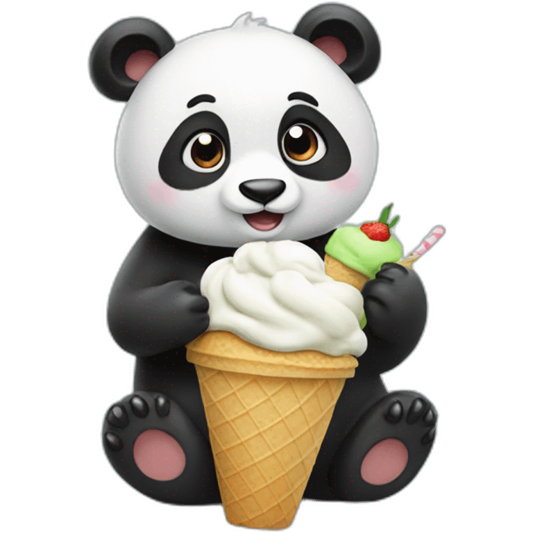 Panda eating ice cream emoji