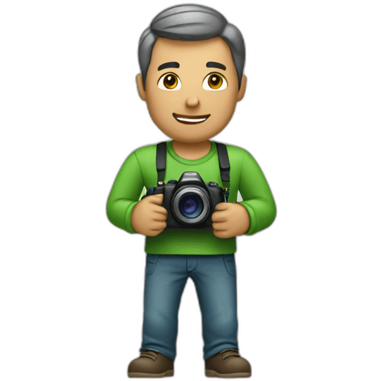 man with camera in green shirt emoji