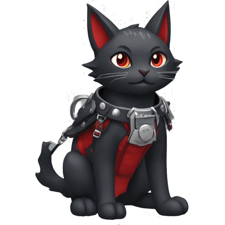 cool edgy black punk red ethereal fantasy nargacuga-bat-cat-Fakemon collar harness full body emoji