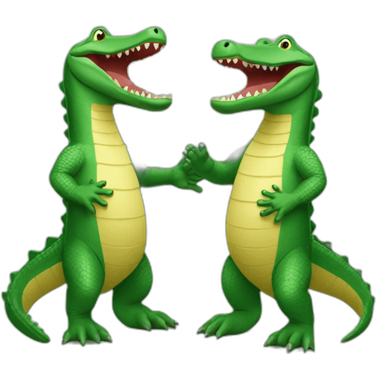 2 alligators give each other high five emoji