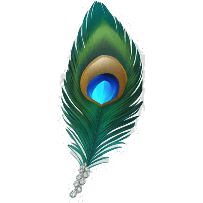 a peacock feather with a diamond inside emoji