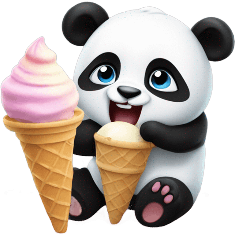 Panda eating ice cream emoji