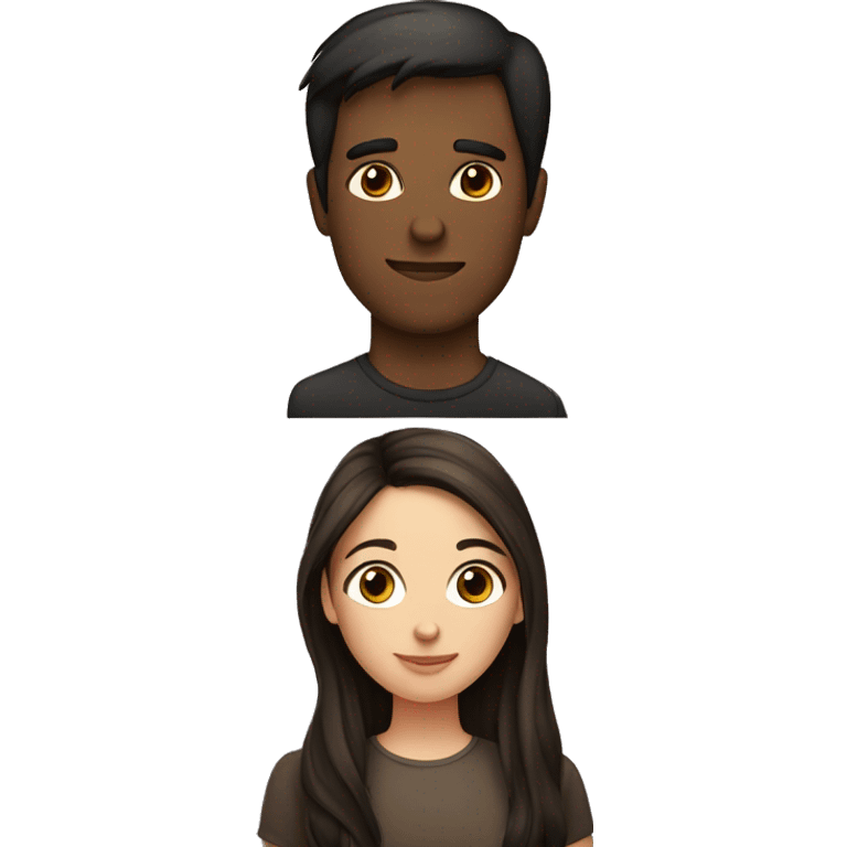 A Couple a Girl and a men. Both have Brown hair, but the Girl has very dark hair. Their Kissing each other  emoji