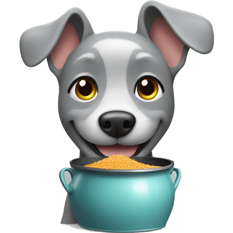 Happy Grey dog with a pot emoji