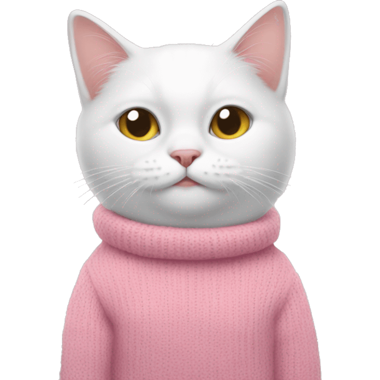 White cat in a pink jumper emoji