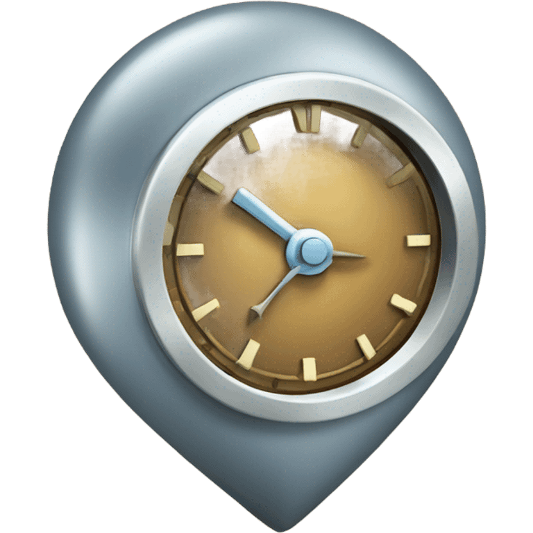 location pin with clock inside of it emoji