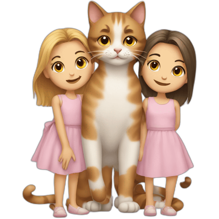 Cat with two girls emoji