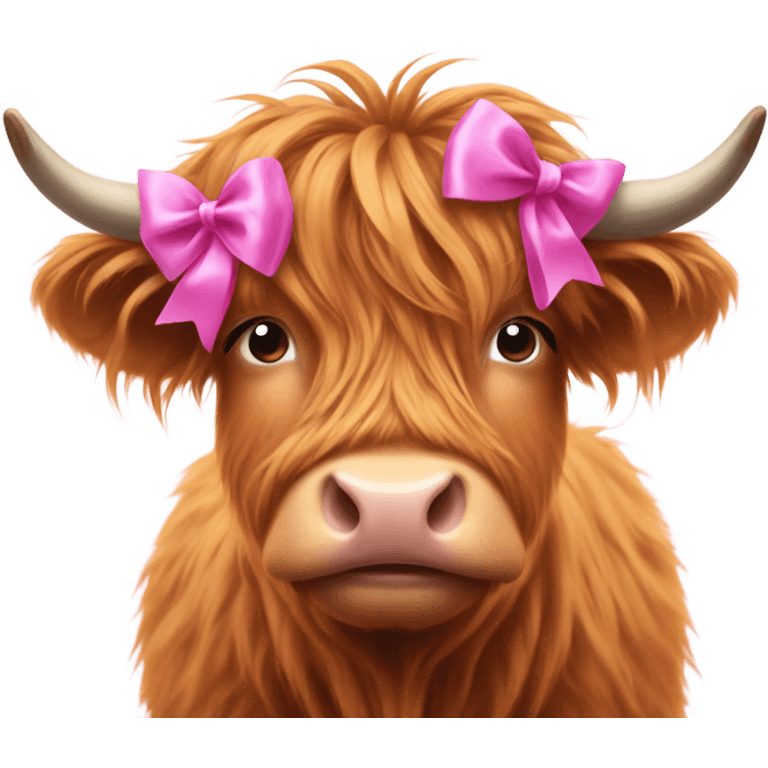 Highland cow with a pink bow on its head  emoji