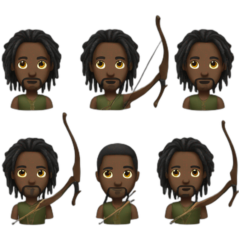 archery-black man-dread locks emoji