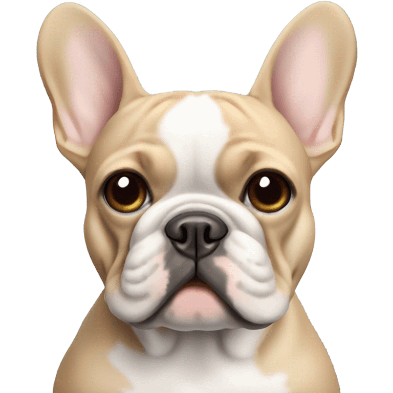 A blue and tan French bulldog with an iPad emoji