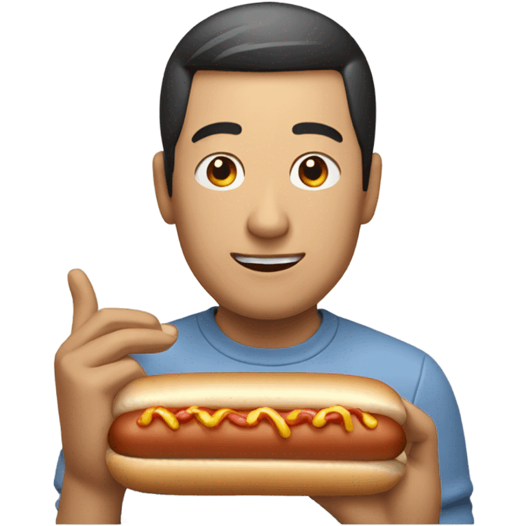 Chinese man eating hot dog emoji