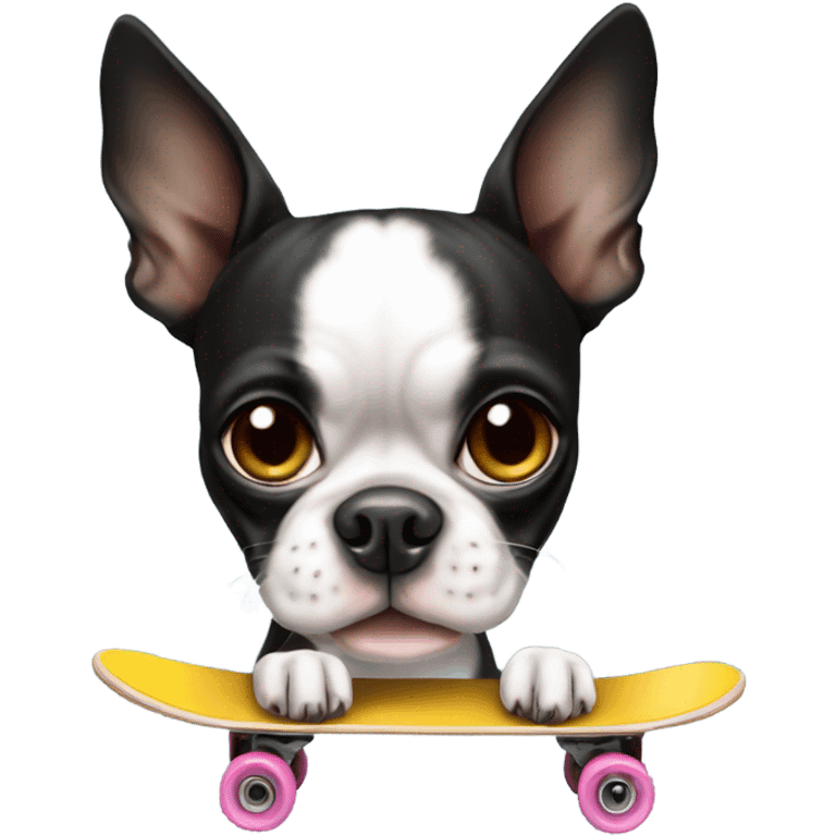 Boston terrier in skateboard emoji