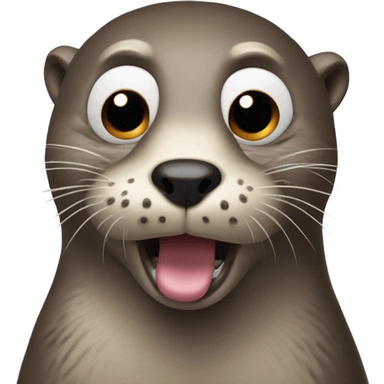 An otter with punk big eyes and booping it’s nose to screen  emoji