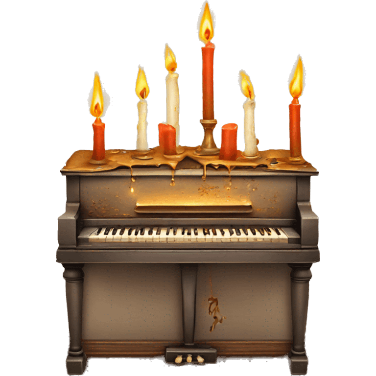 vintage piano with melted candles on top emoji