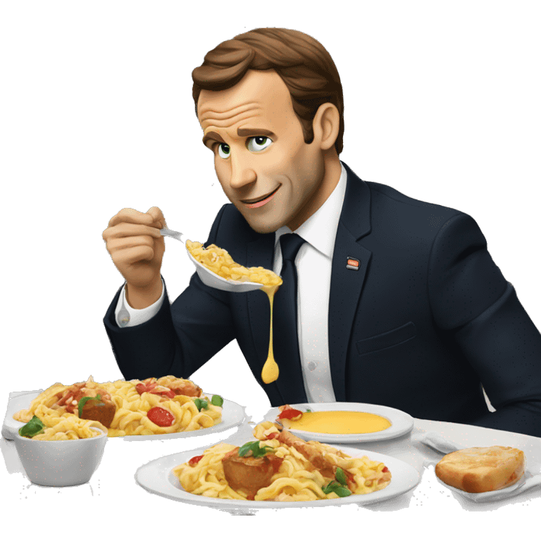 Macron doing diner emoji