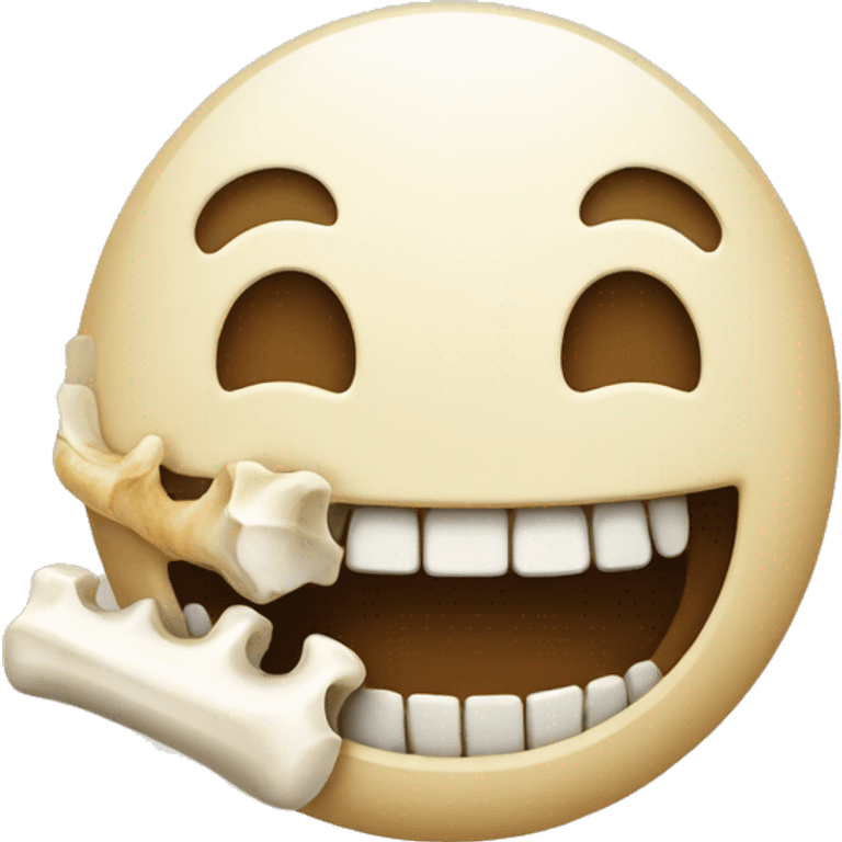 Smiling face with a bone in its mouth emoji