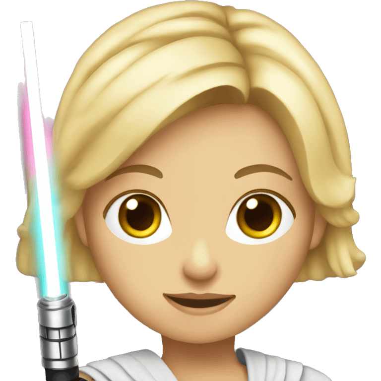 Blonde girl with lightsaber emoji