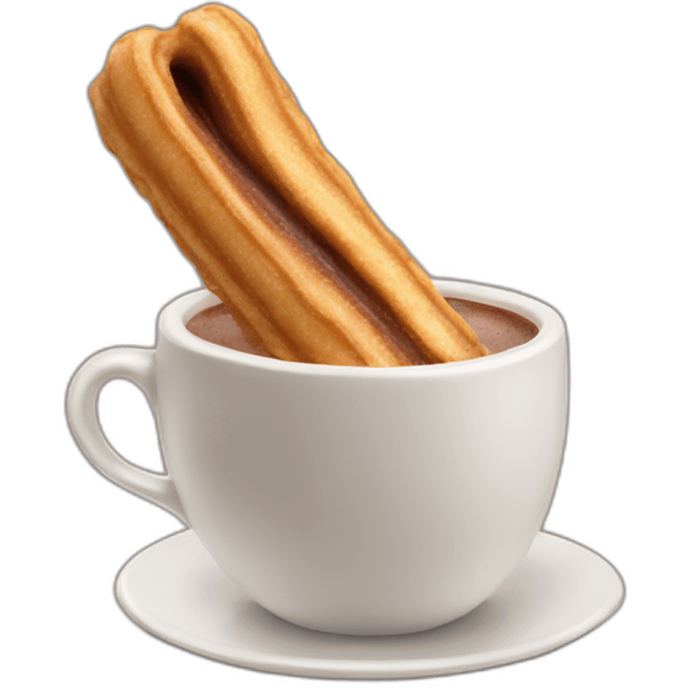 Churro Emoji A delicious, crispy churro accompanied by a cup of hot chocolate, a culinary pleasure. emoji