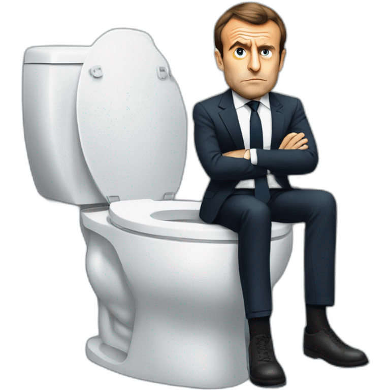 Emmanuel macron sitting on toilets angry emoji