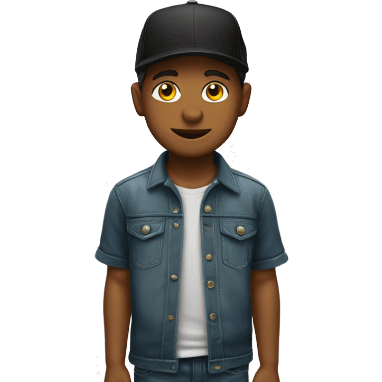 niño gorra y camisa negra emoji