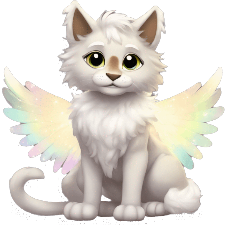 Furry, sparkle, iridescent, colorful, pastel, edgy, cool, fantasy beautiful, brown, beige, white, divine, godly, angelic, animal, anthro, full body, fursona, feline emoji