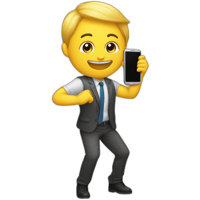 Smm specialist dance with a lot of phone emoji