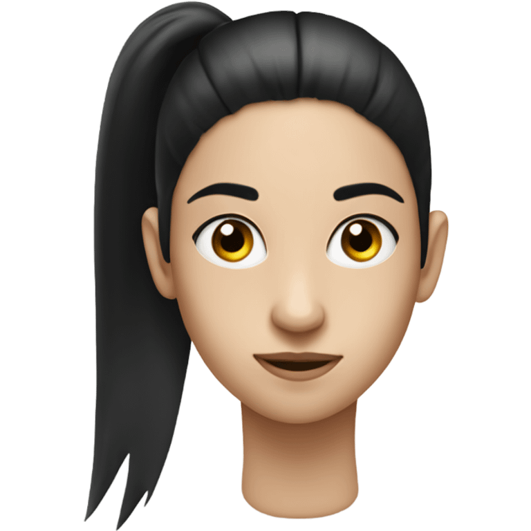 An emoji from side profile with a black pony tail and a eye and a black circle in the middle of the face  emoji