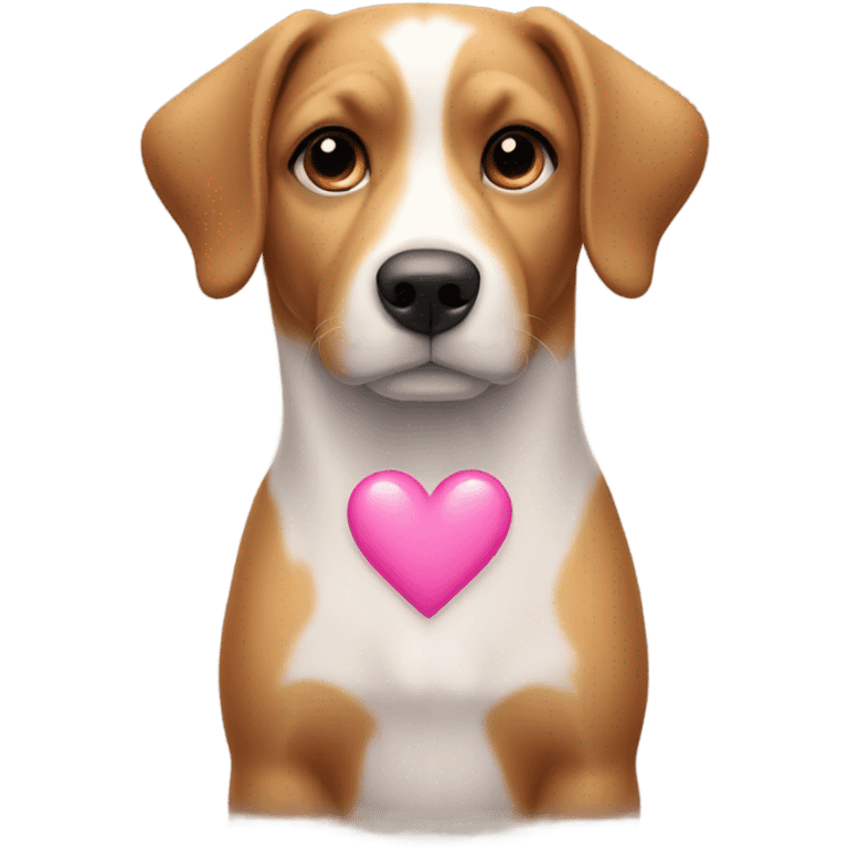 dog with a pink heart in his chest emoji