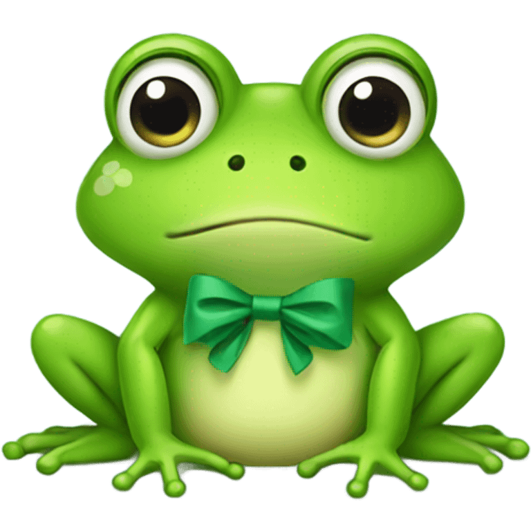 cute frog with a bow on  emoji