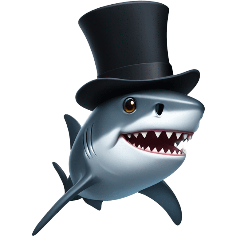 Shark with a top hat emoji