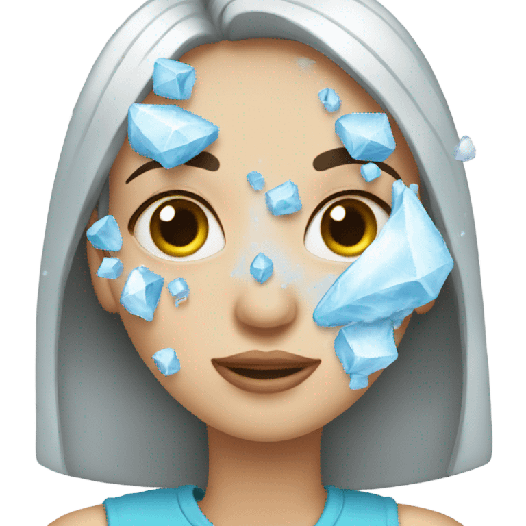  A girl applying ice on her face emoji