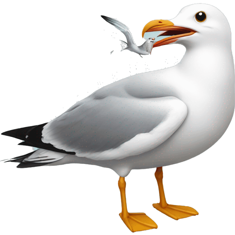 Seagull eating fish emoji