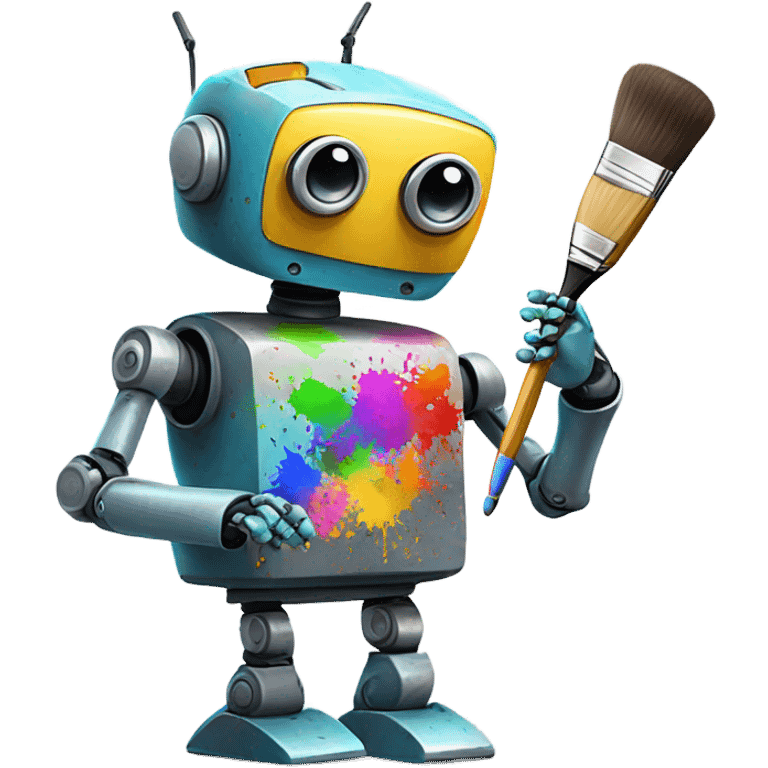 cute robot who paints emoji