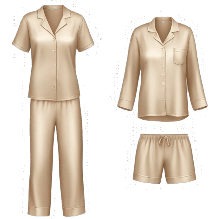 Light brown silk pyjamas set emoji