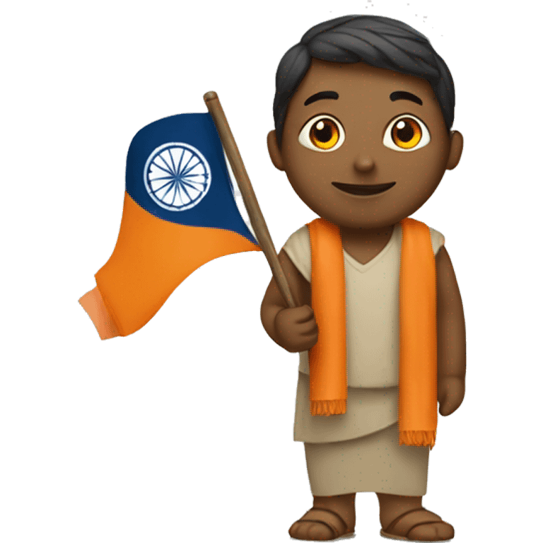 a person holding a flag with the harmony hindu symbol emoji