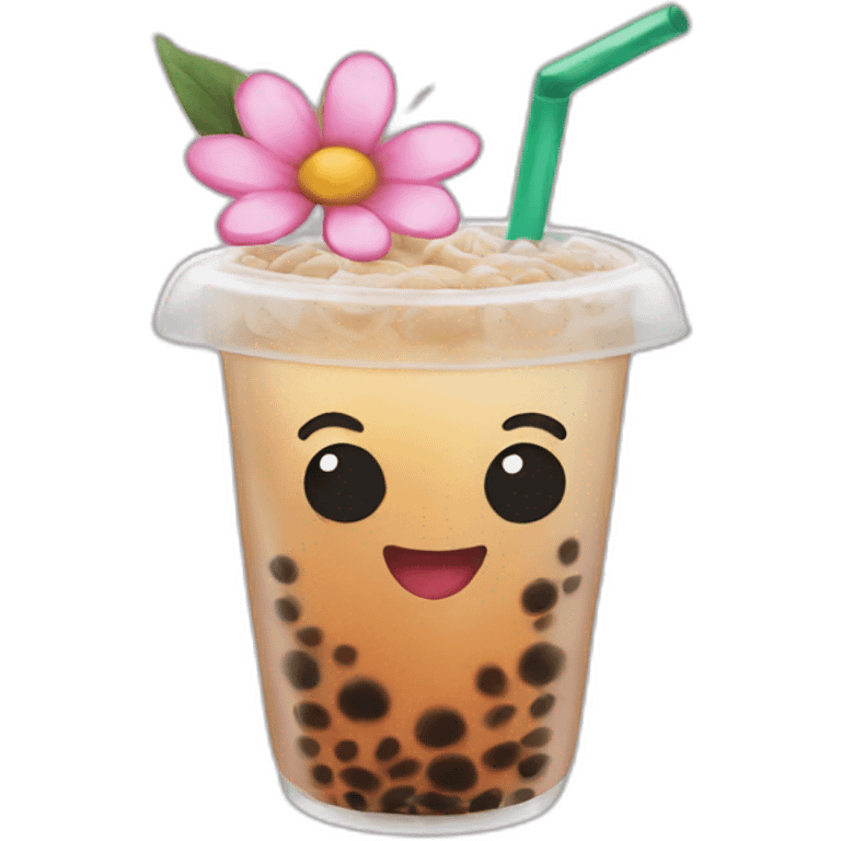 Flower and bubble tea emoji