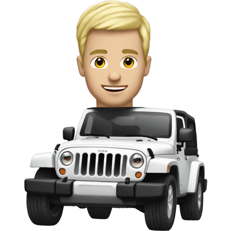 Guy with blonde hair with jeep wrangler white  emoji