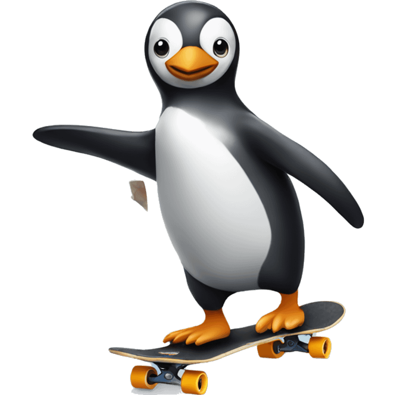 Penguin on a skateboard emoji