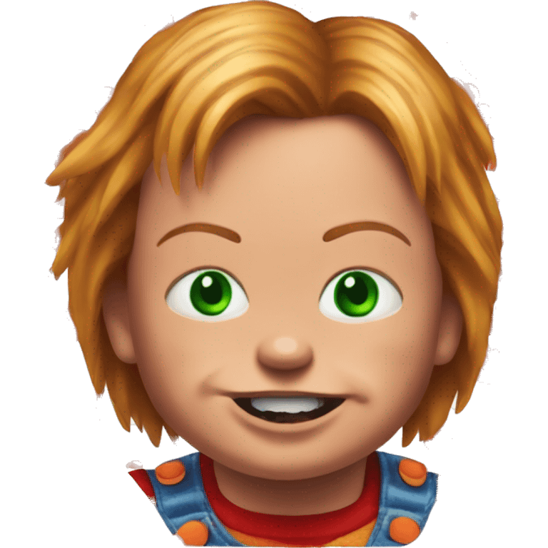 Chucky from Childs play face Emoji with red hearts  emoji