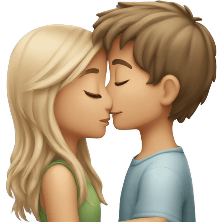 A girl kissing a boy emoji