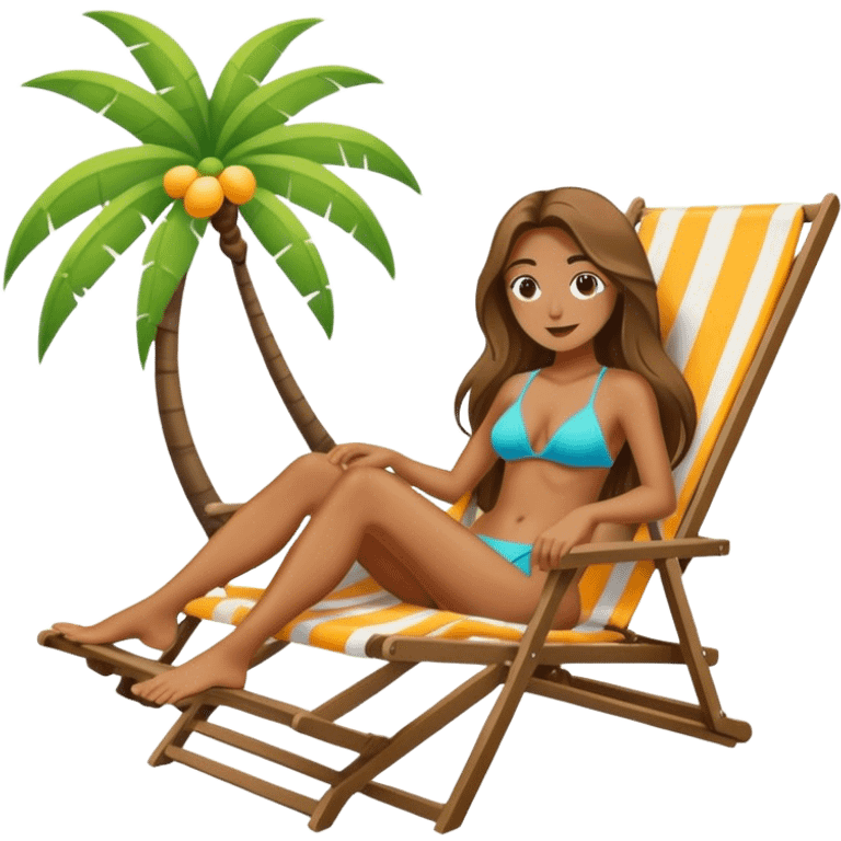 Female with long hair in beach chair  emoji