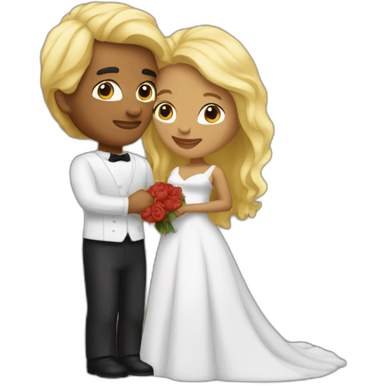 marriage of an embraced mulatto woman and her blonde husband emoji